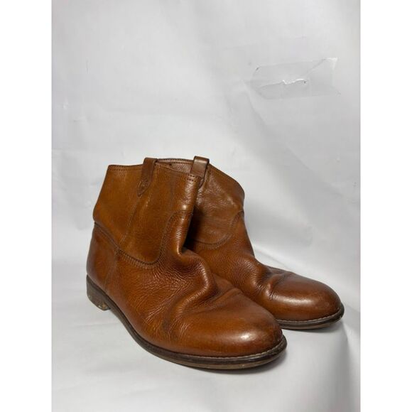 Madewell Boots Women's Size 8.5 Brown Cognac Otis Leather Pull On Western Bootie - Picture 2 of 8